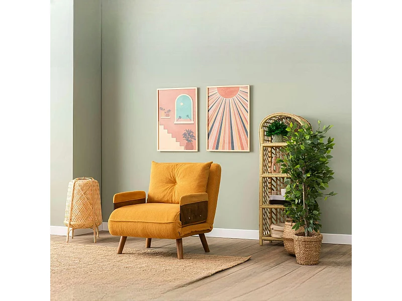 Fauteuil convertible moutarde 1 place couchage 190 cm LOJA