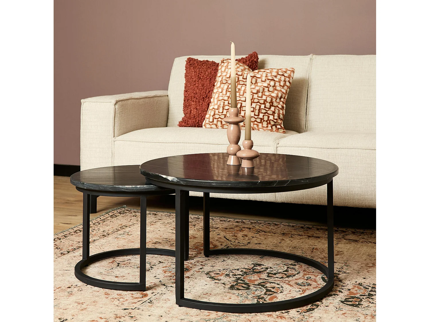 Table gigogne en marbre noir (lot de 2) DUOMO