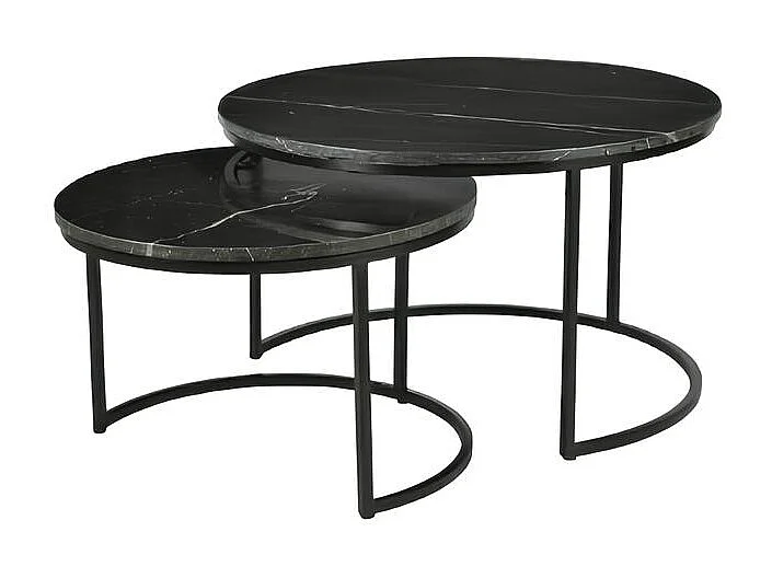 Table gigogne en marbre noir (lot de 2) DUOMO