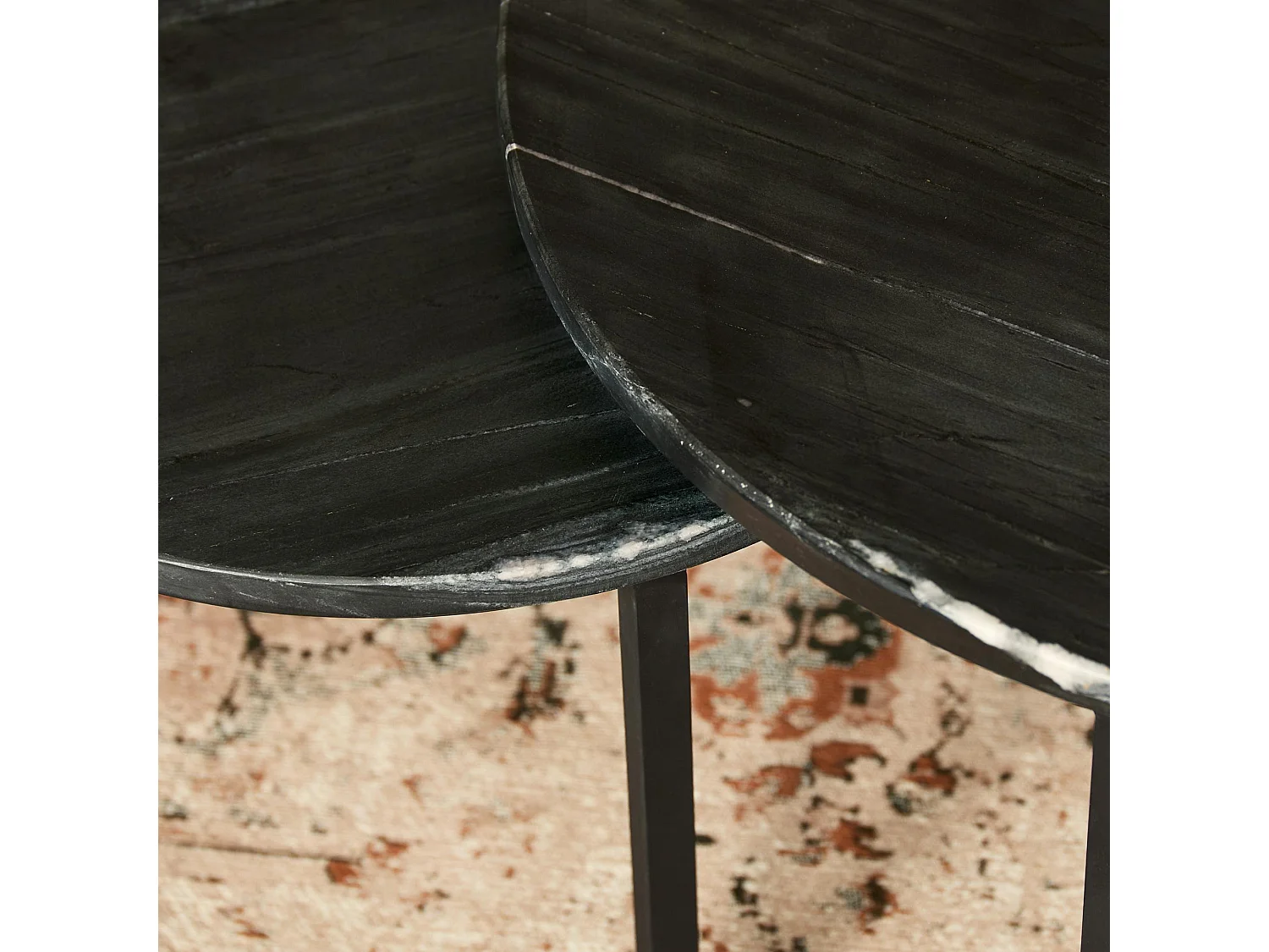 Table gigogne en marbre noir (lot de 2) DUOMO