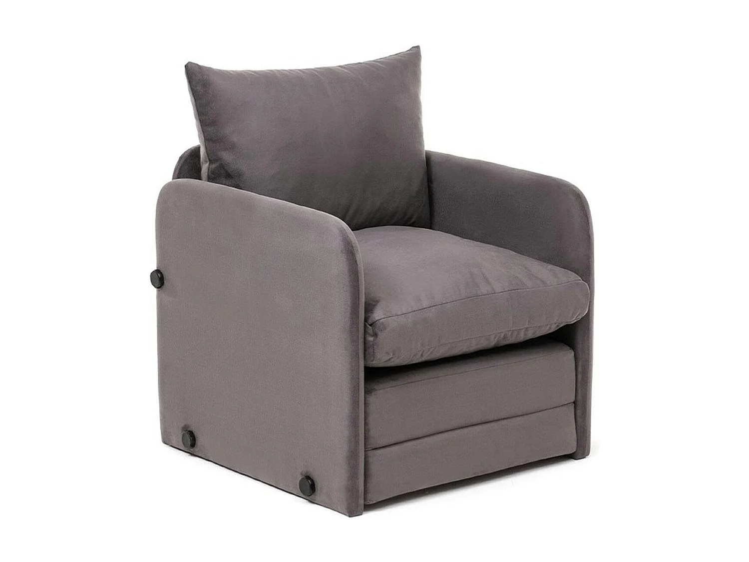 Fauteuil convertible gris velours couchage 200 cm ORURO