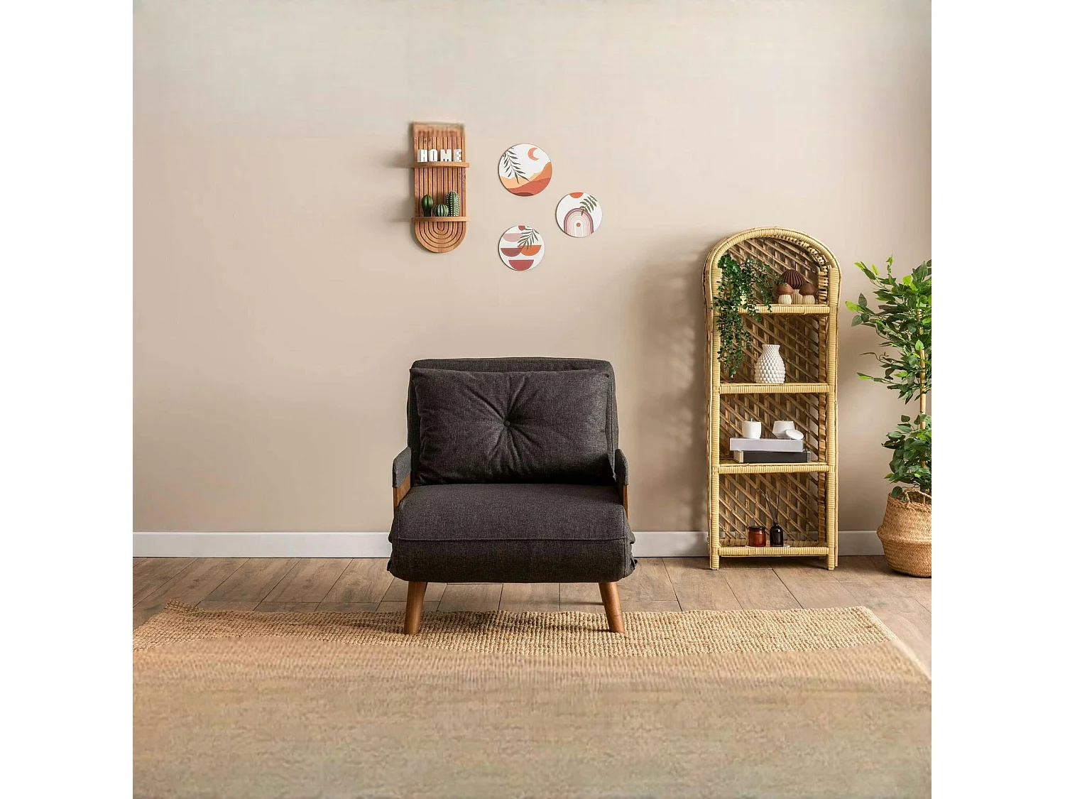 Fauteuil convertible gris foncé 1 place couchage 190 cm LOJA