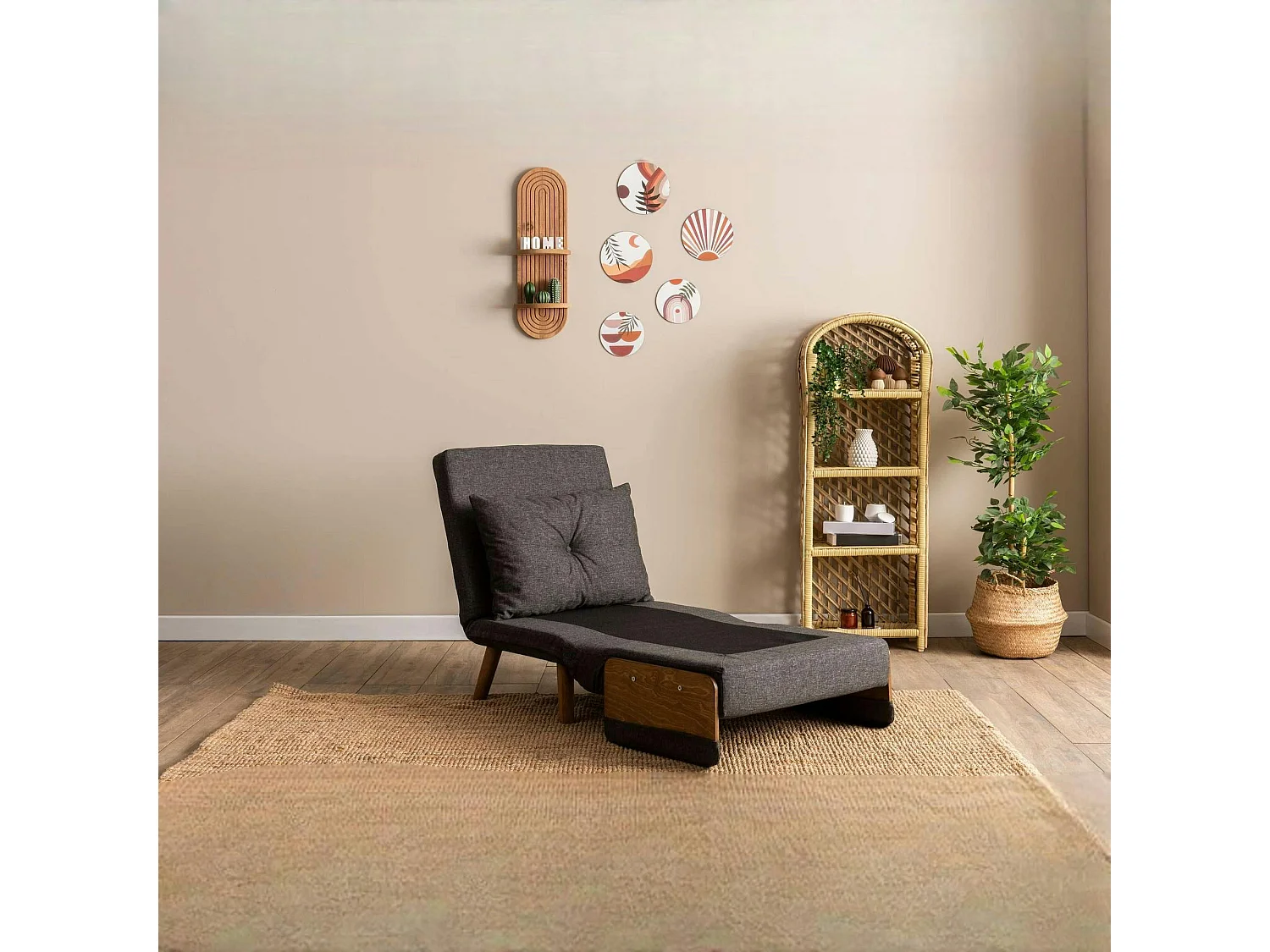 Fauteuil convertible gris foncé 1 place couchage 190 cm LOJA