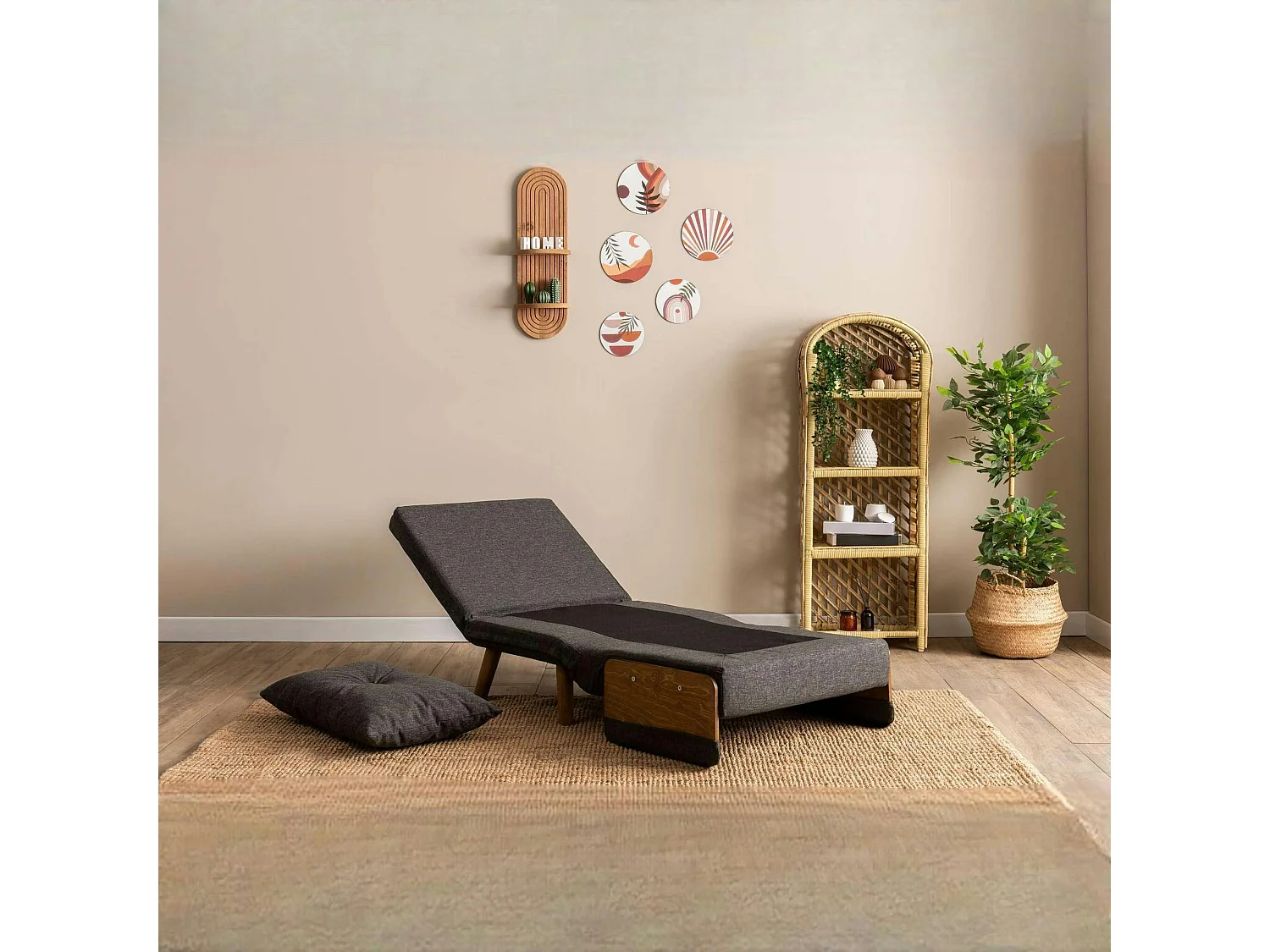 Fauteuil convertible gris foncé 1 place couchage 190 cm LOJA