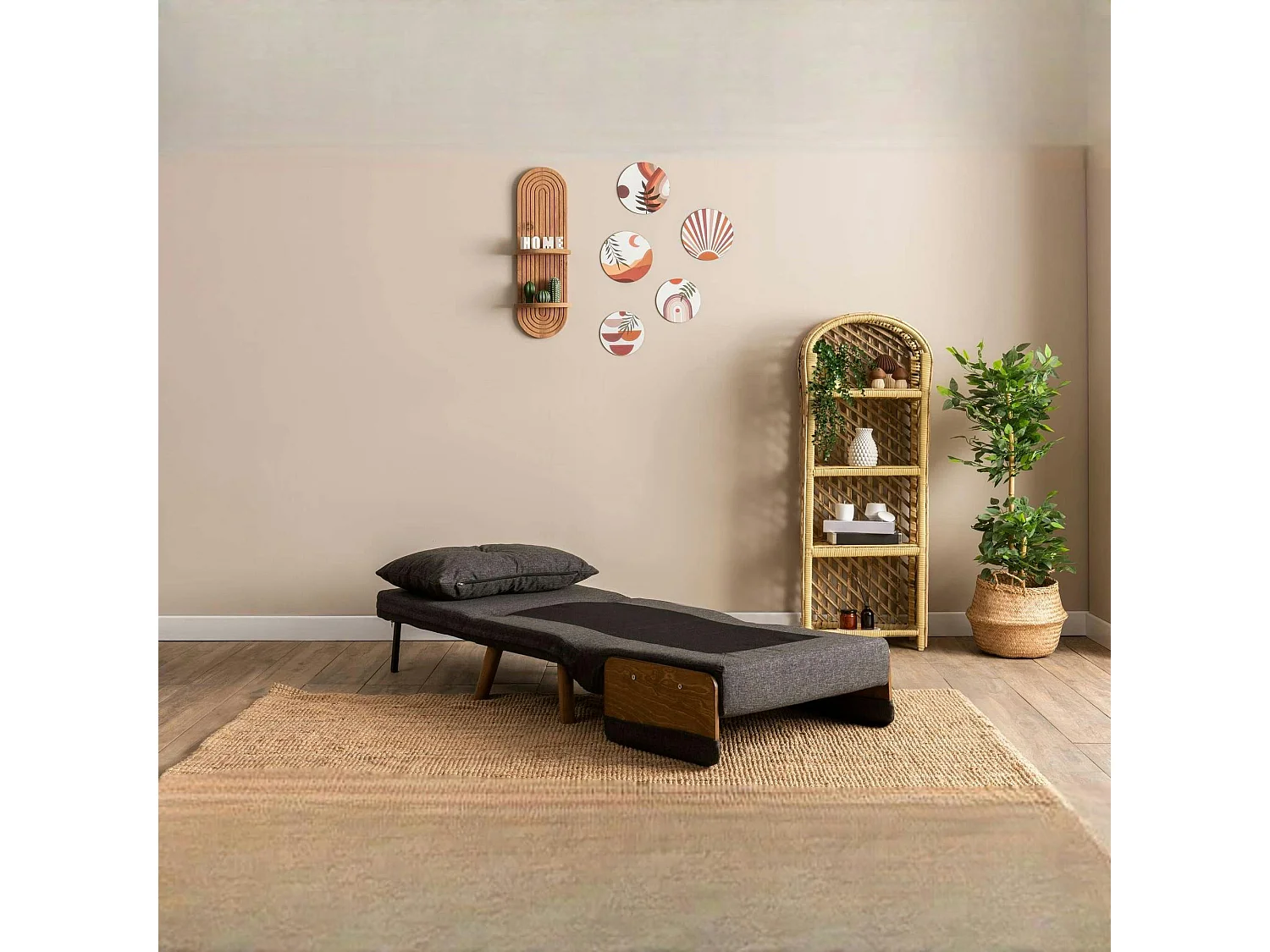 Fauteuil convertible gris foncé 1 place couchage 190 cm LOJA