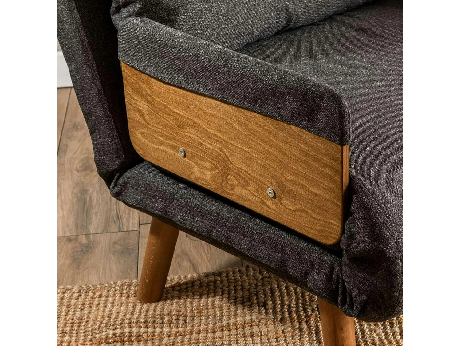 Fauteuil convertible gris foncé 1 place couchage 190 cm LOJA