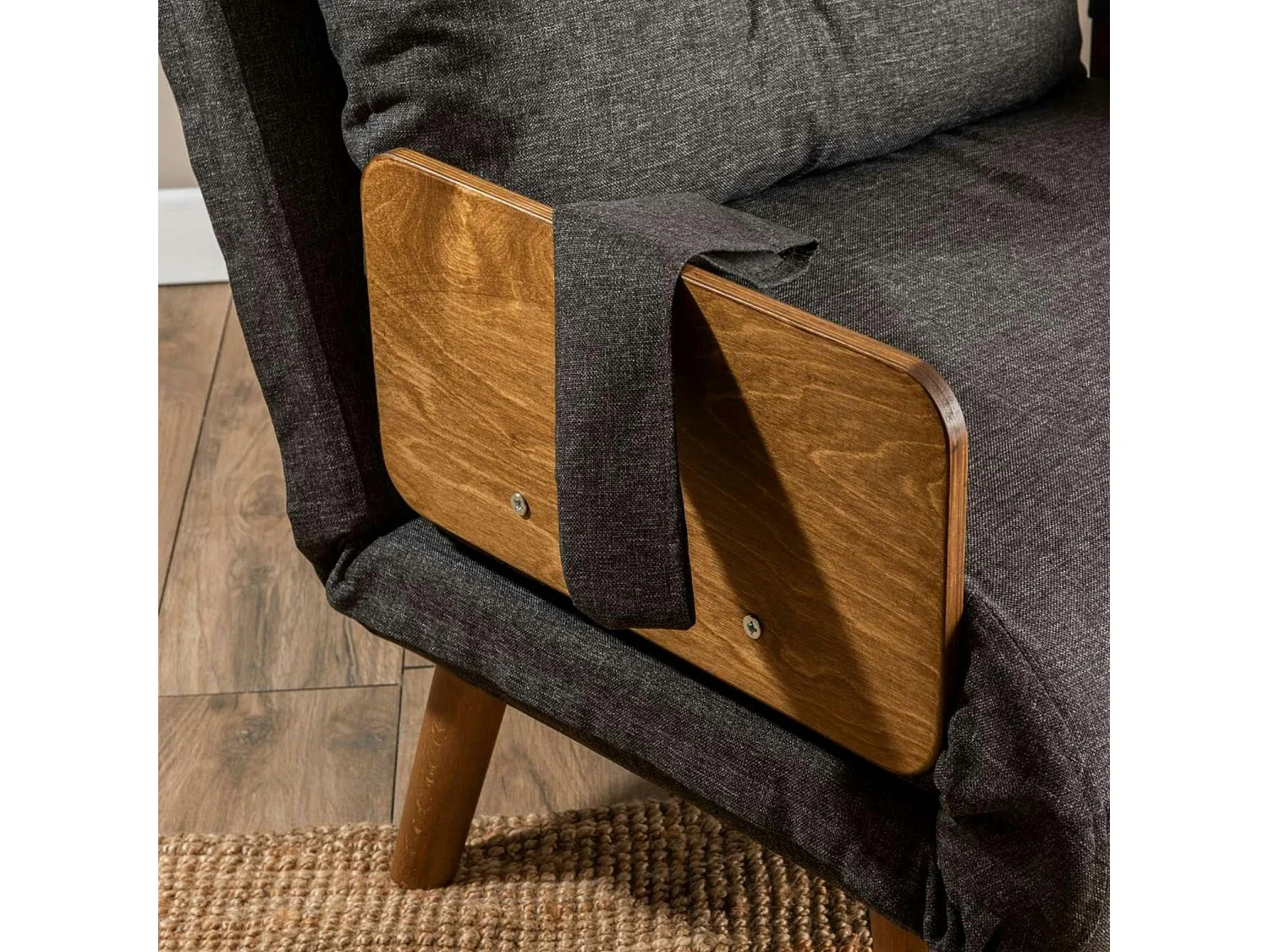 Fauteuil convertible gris foncé 1 place couchage 190 cm LOJA