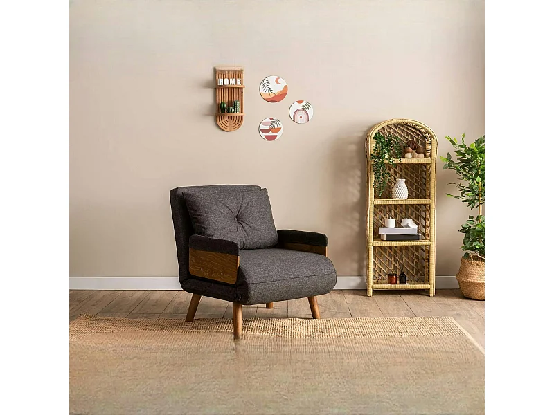 Fauteuil convertible gris foncé 1 place couchage 190 cm LOJA