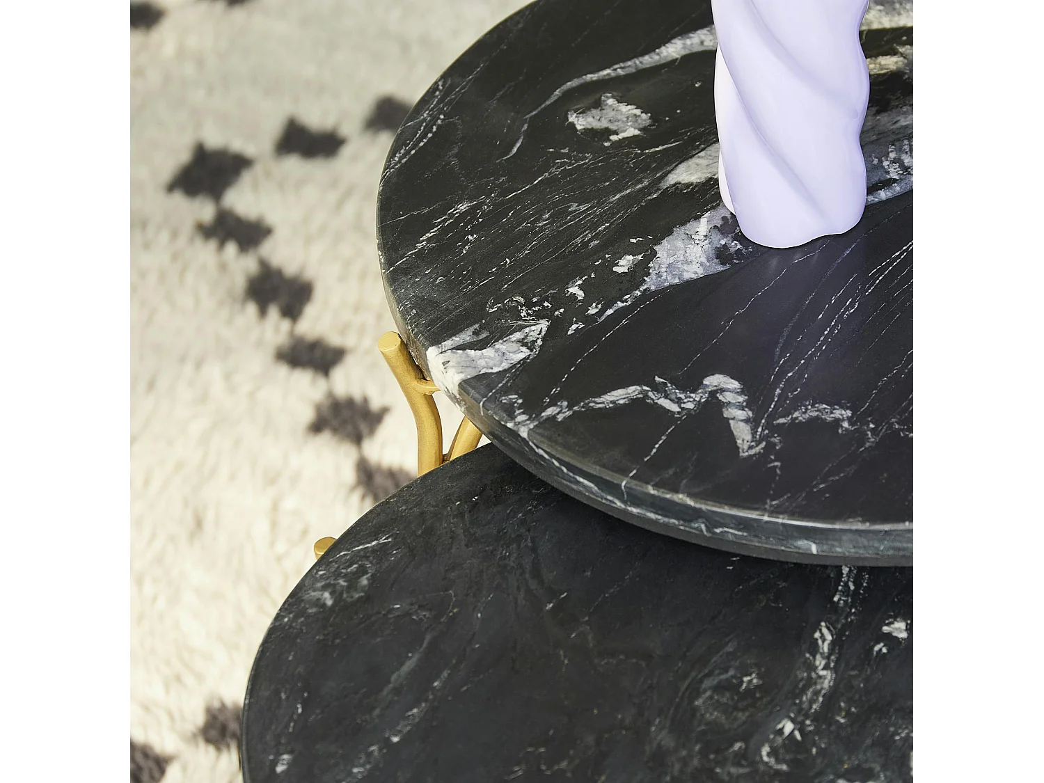 Petite table gigogne en marbre noir (lot de 2) DUOMO