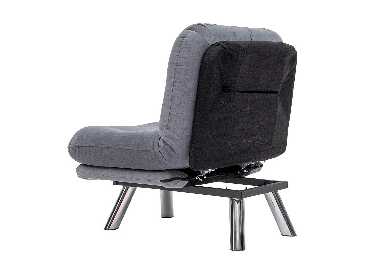 Fauteuil convertible banquette gris orage pieds chromés CUSCO