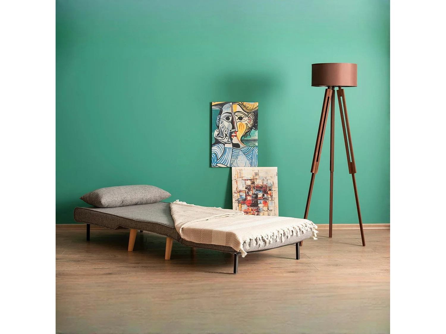 Fauteuil convertible gris clair chiné, couchage 180 cm COPALA