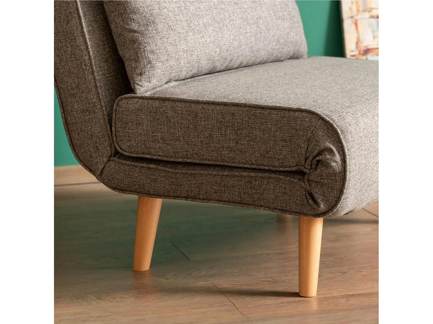 Fauteuil convertible gris clair chiné, couchage 180 cm COPALA
