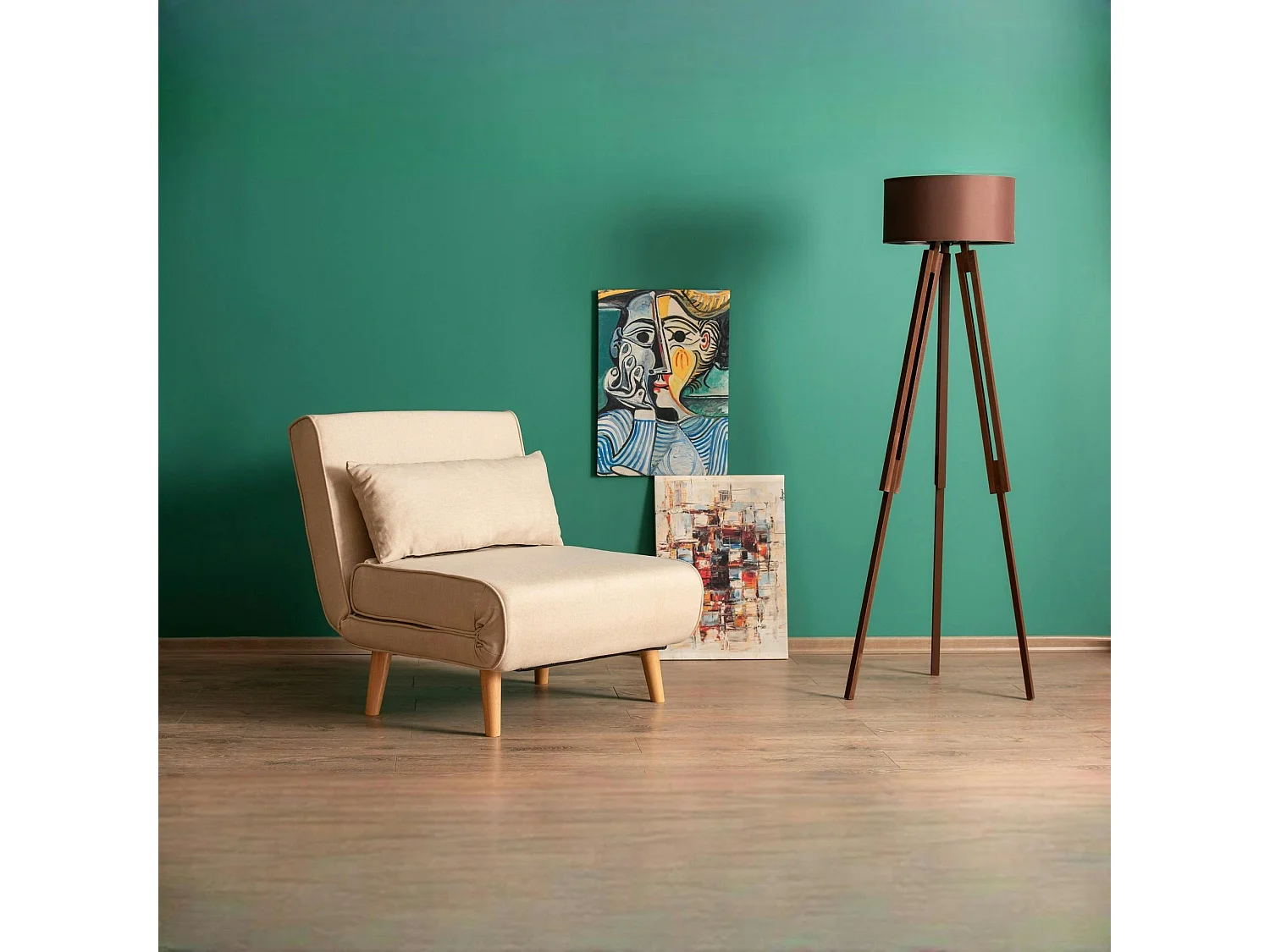 Fauteuil convertible écru, couchage 180 cm COPALA