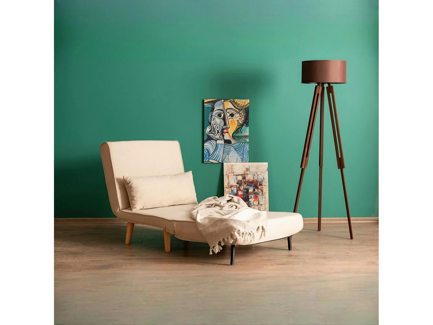 Fauteuil convertible écru, couchage 180 cm COPALA