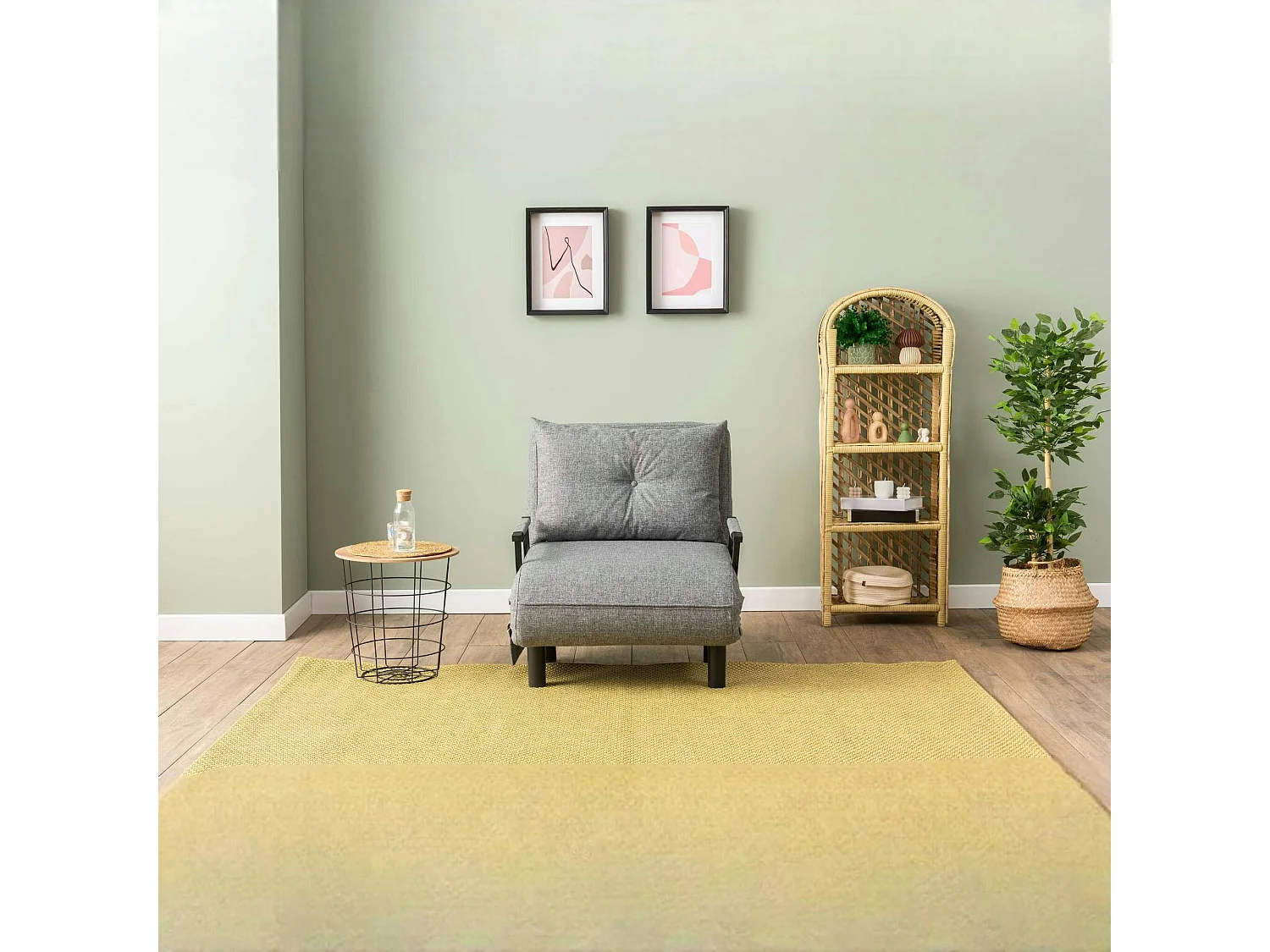 Fauteuil convertible gris clair couchage 175 cm IBARRA