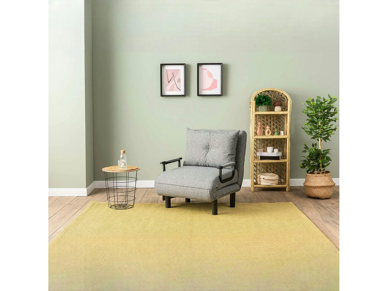 Fauteuil convertible gris clair couchage 175 cm IBARRA