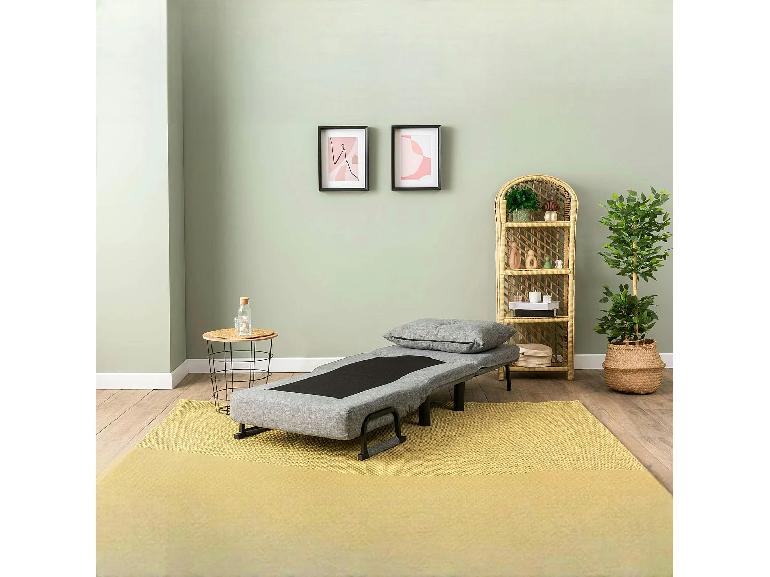 Fauteuil convertible gris clair couchage 175 cm IBARRA