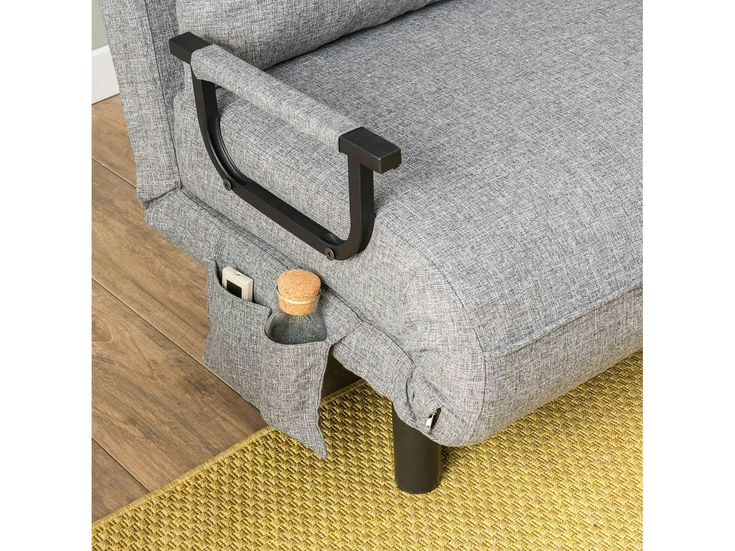 Fauteuil convertible gris clair couchage 175 cm IBARRA