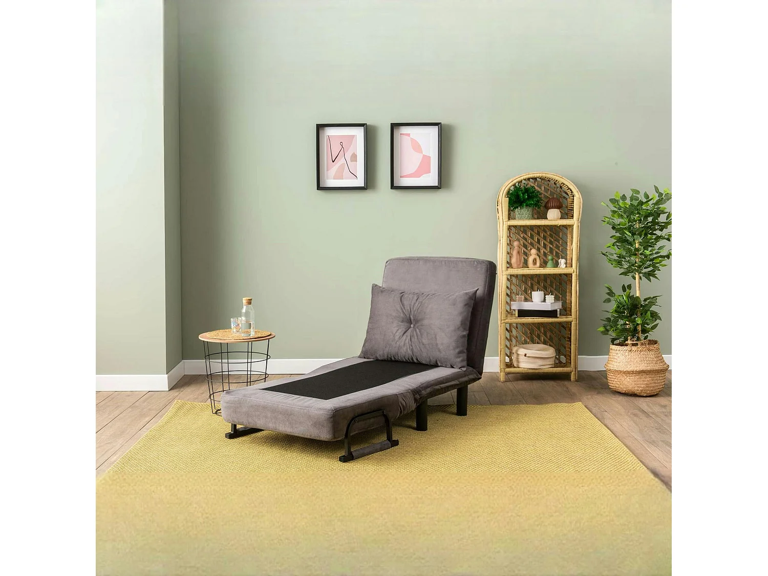 Fauteuil convertible gris inclinaison réglable 175 cm IBARRA