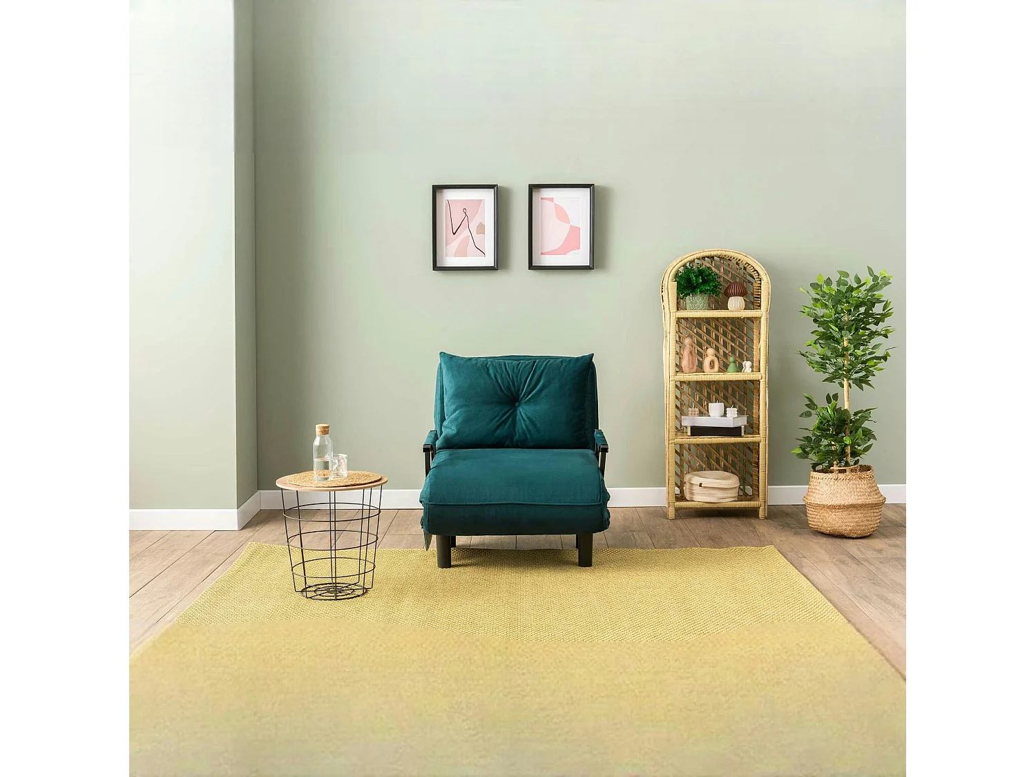 Fauteuil convertible bleu lagon couchage 175 cm IBARRA