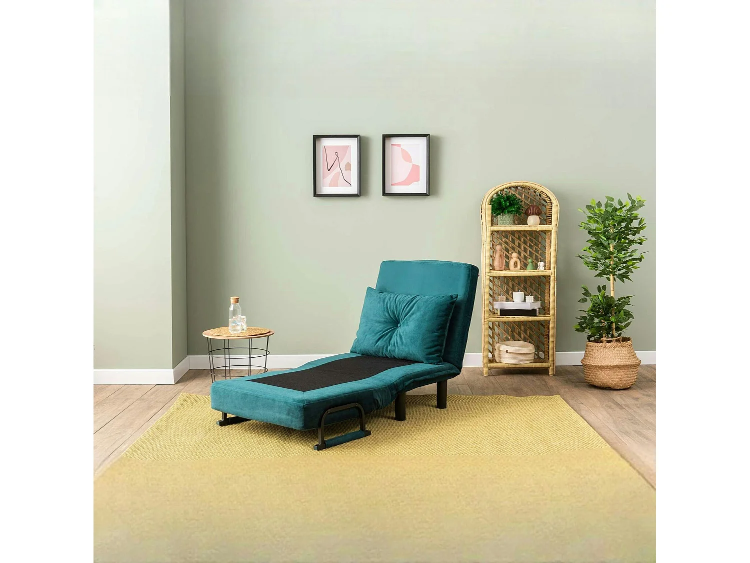 Fauteuil convertible bleu lagon couchage 175 cm IBARRA