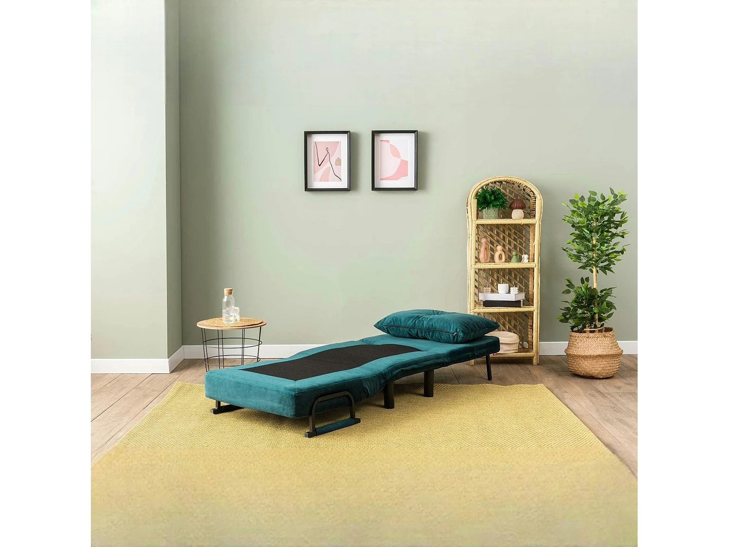 Fauteuil convertible bleu lagon couchage 175 cm IBARRA