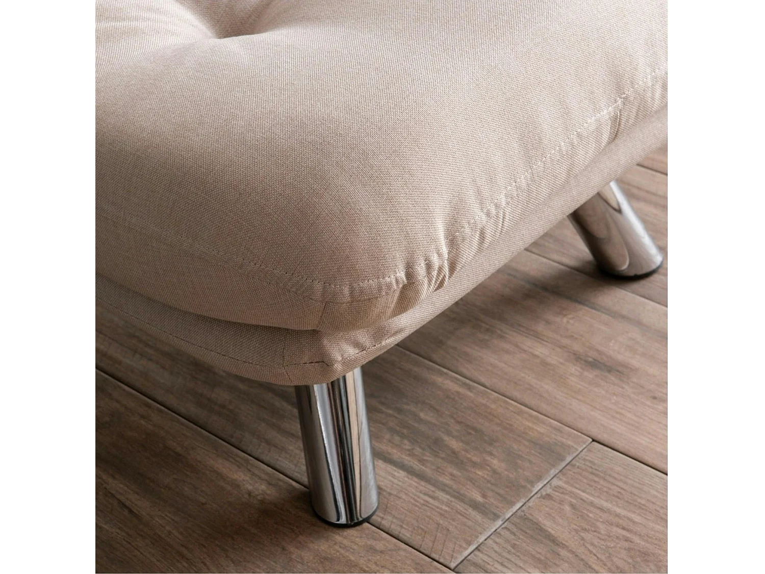 Fauteuil convertible banquette écru pieds chromés CUSCO