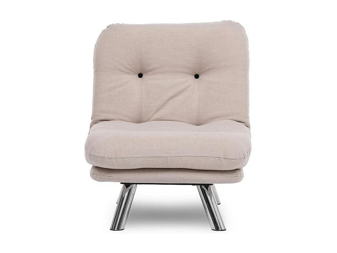 Fauteuil convertible banquette écru pieds chromés CUSCO