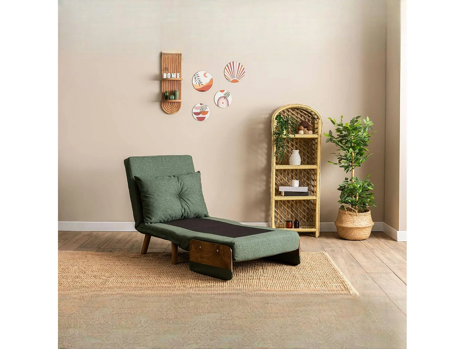 Fauteuil convertible vert 1 place couchage 190 cm LOJA