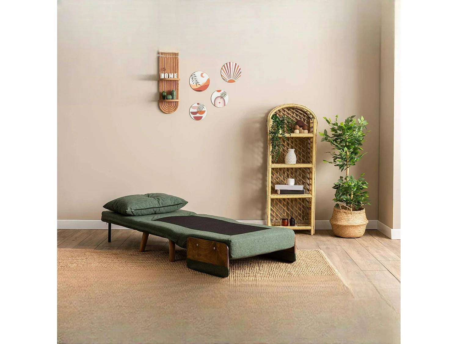 Fauteuil convertible vert 1 place couchage 190 cm LOJA