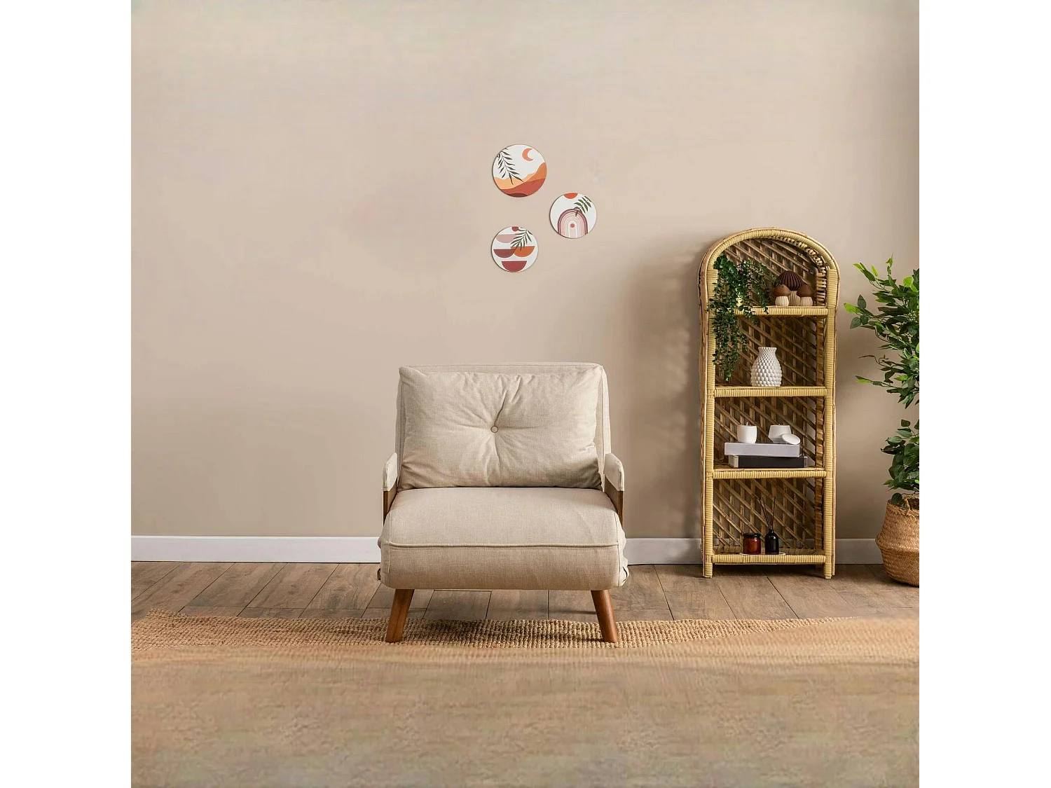 Fauteuil convertible écru 1 place couchage 190 cm LOJA