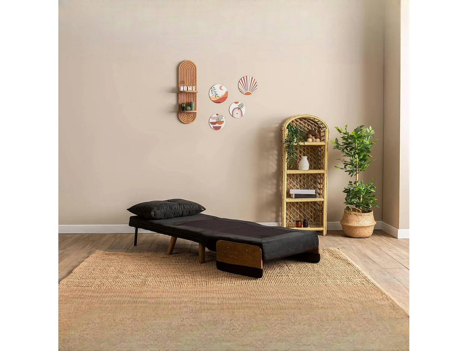 Fauteuil convertible noir 1 place couchage 190 cm LOJA