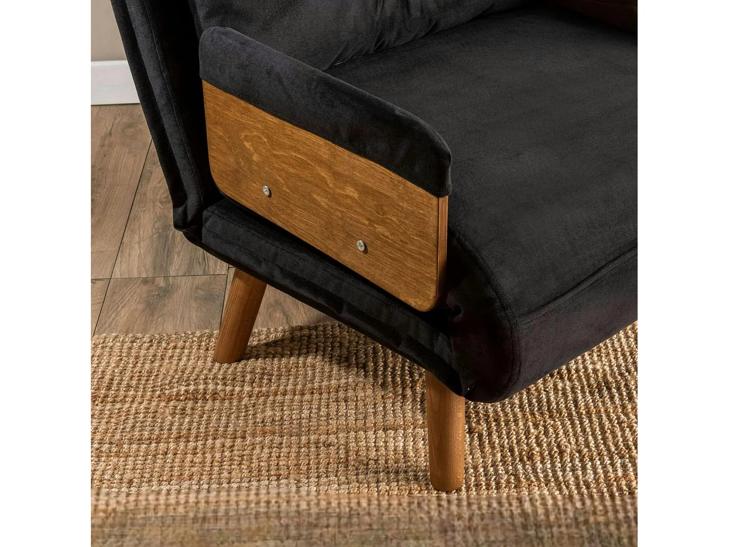 Fauteuil convertible noir 1 place couchage 190 cm LOJA
