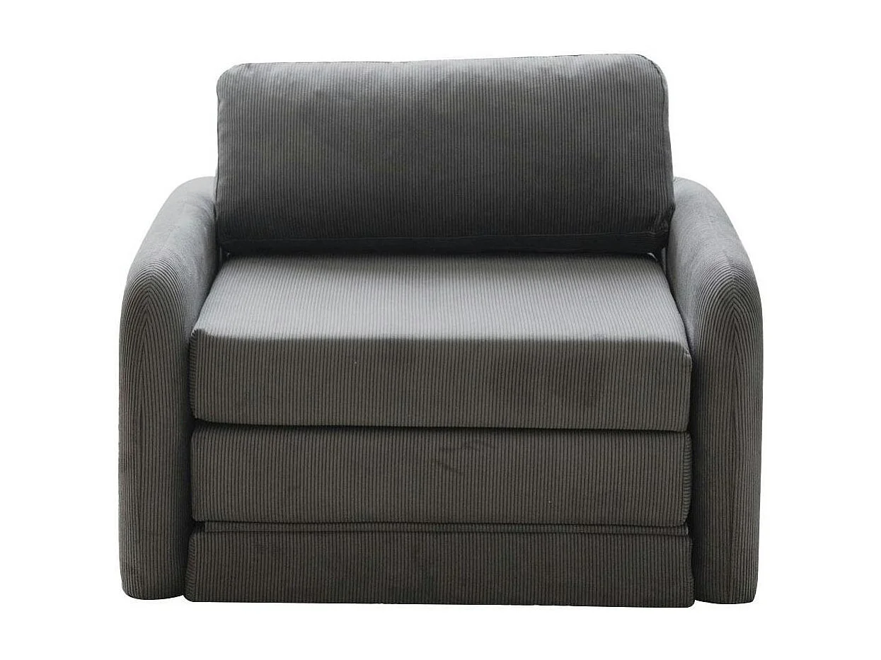 Fauteuil convertible gris velours côtelé, 1 place QUITO