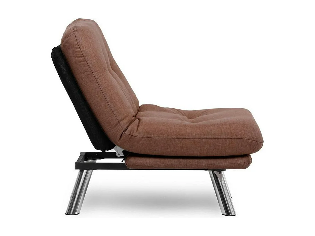 Fauteuil convertible banquette marron pieds chromés CUSCO