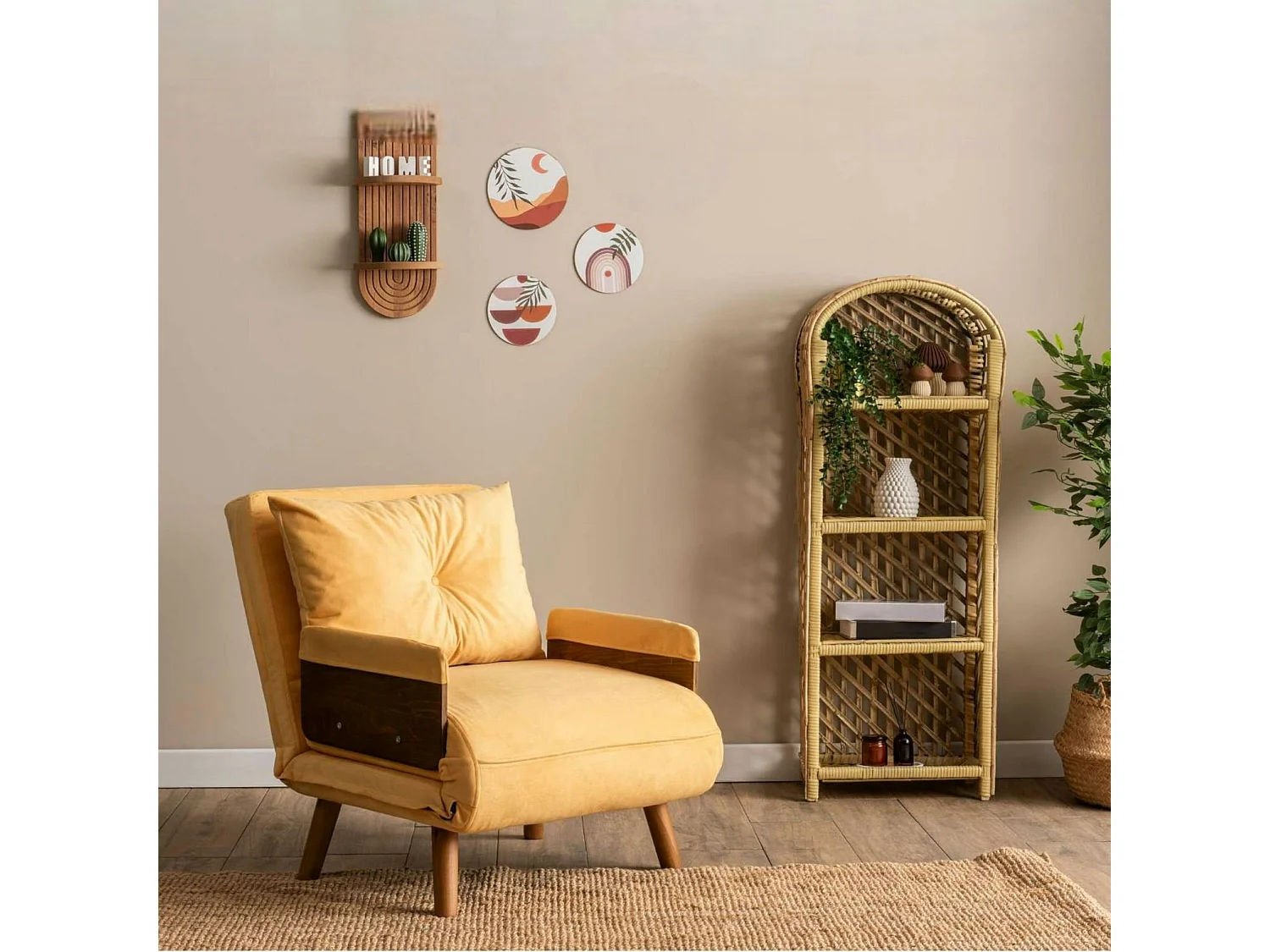 Fauteuil convertible jaune 1 place couchage 190 cm LOJA