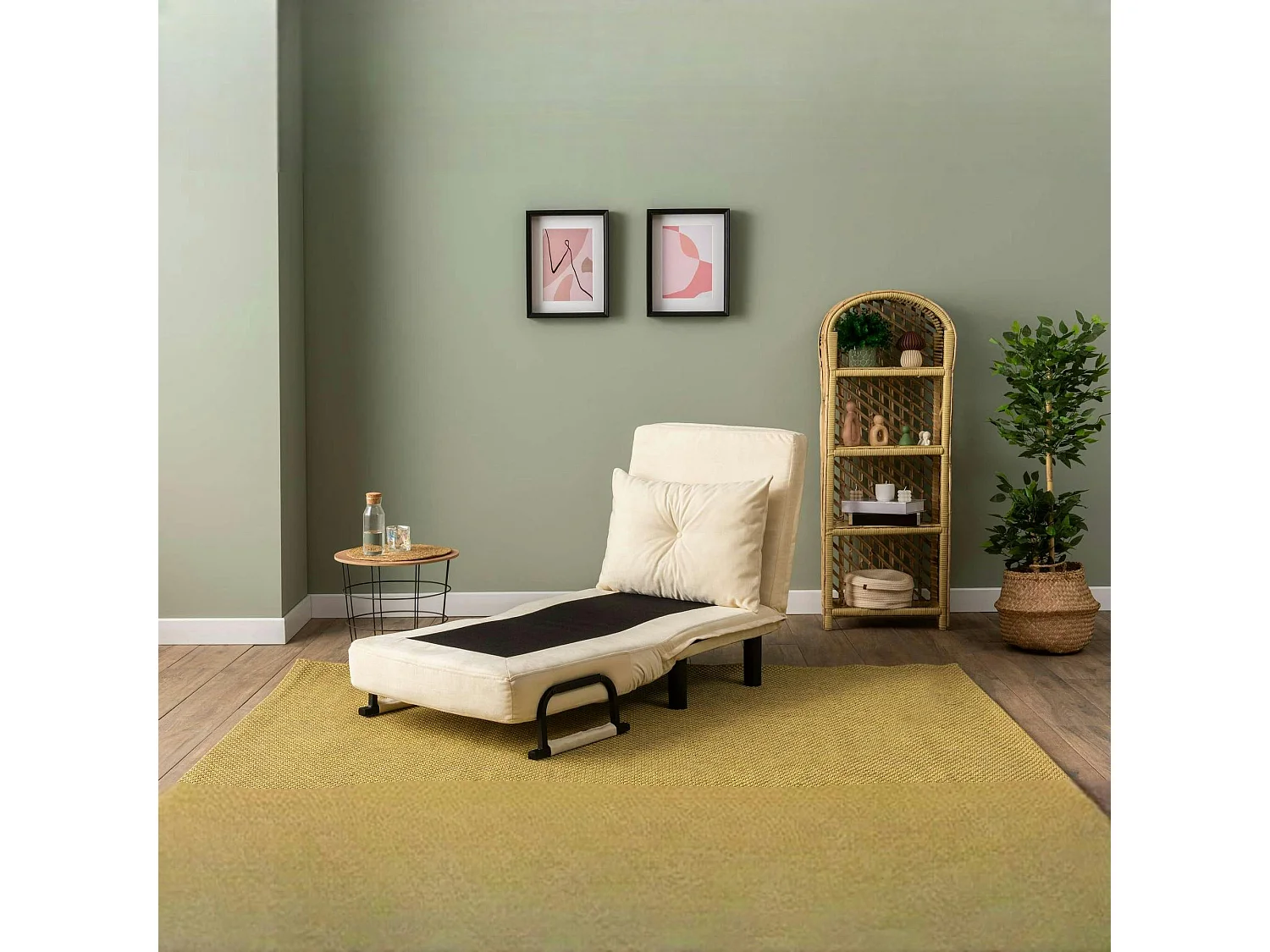 Fauteuil convertible écru inclinaison réglable 175 cm IBARRA