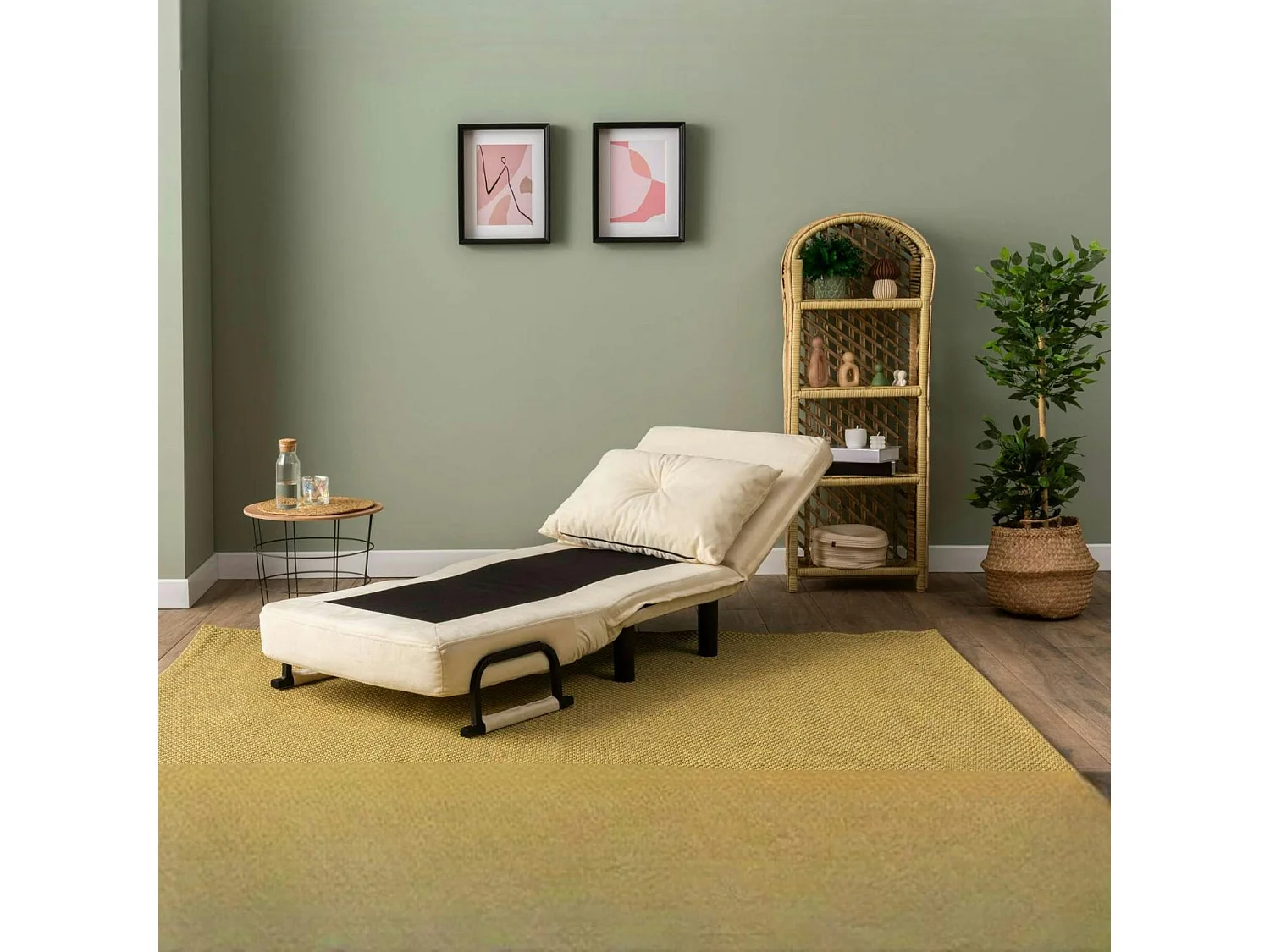 Fauteuil convertible écru inclinaison réglable 175 cm IBARRA