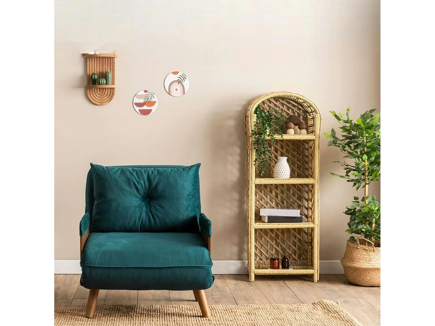 Fauteuil convertible bleu lagon 1 place couchage 190 cm LOJA