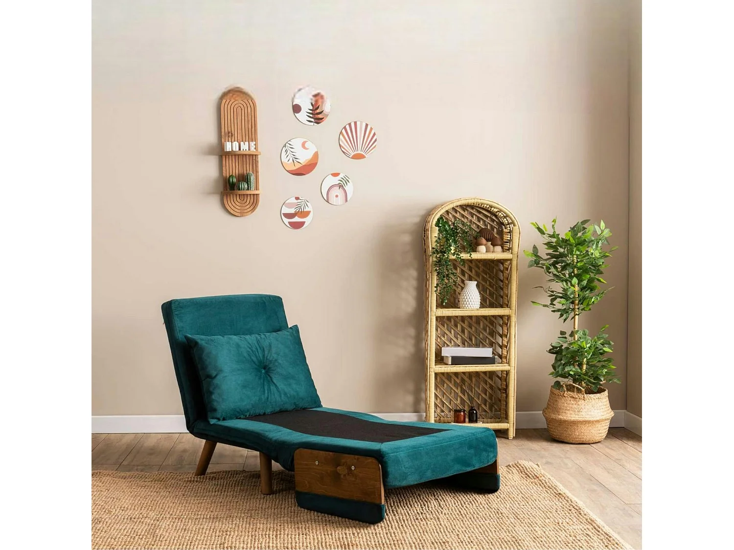 Fauteuil convertible bleu lagon 1 place couchage 190 cm LOJA