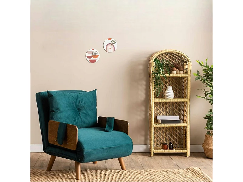 Fauteuil convertible bleu lagon 1 place couchage 190 cm LOJA