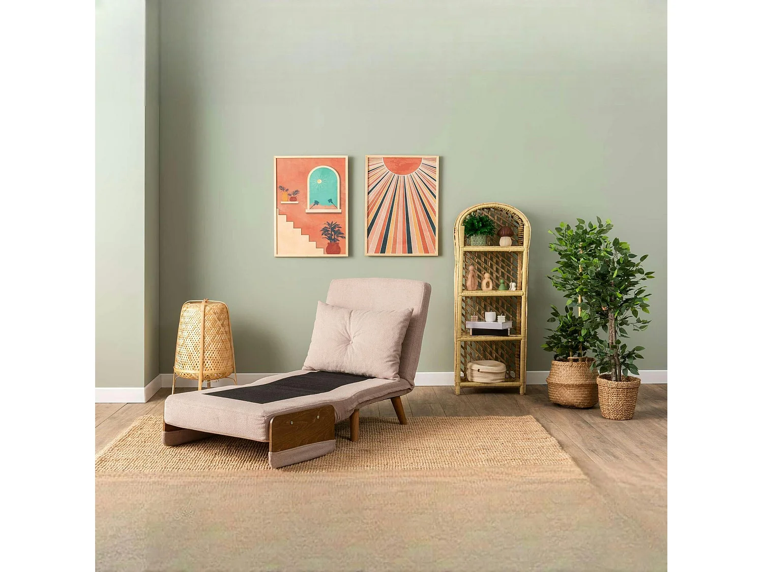 Fauteuil convertible rose poudré 1 place couchage 190 cm LOJA