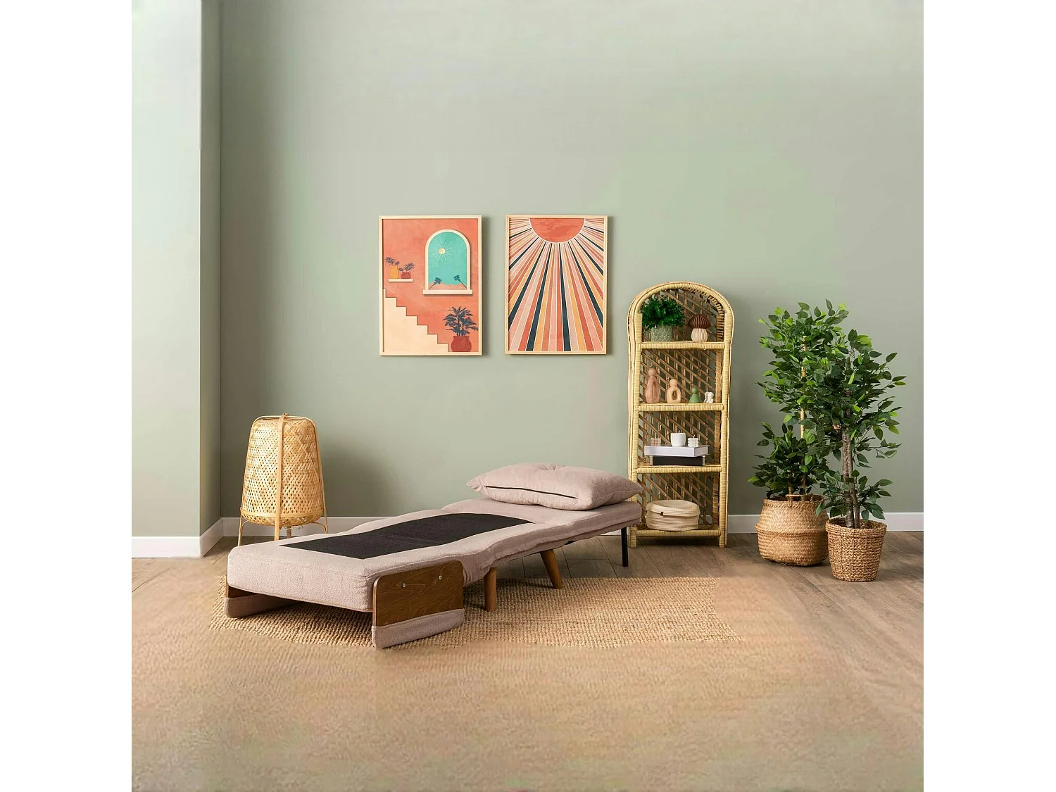 Fauteuil convertible rose poudré 1 place couchage 190 cm LOJA