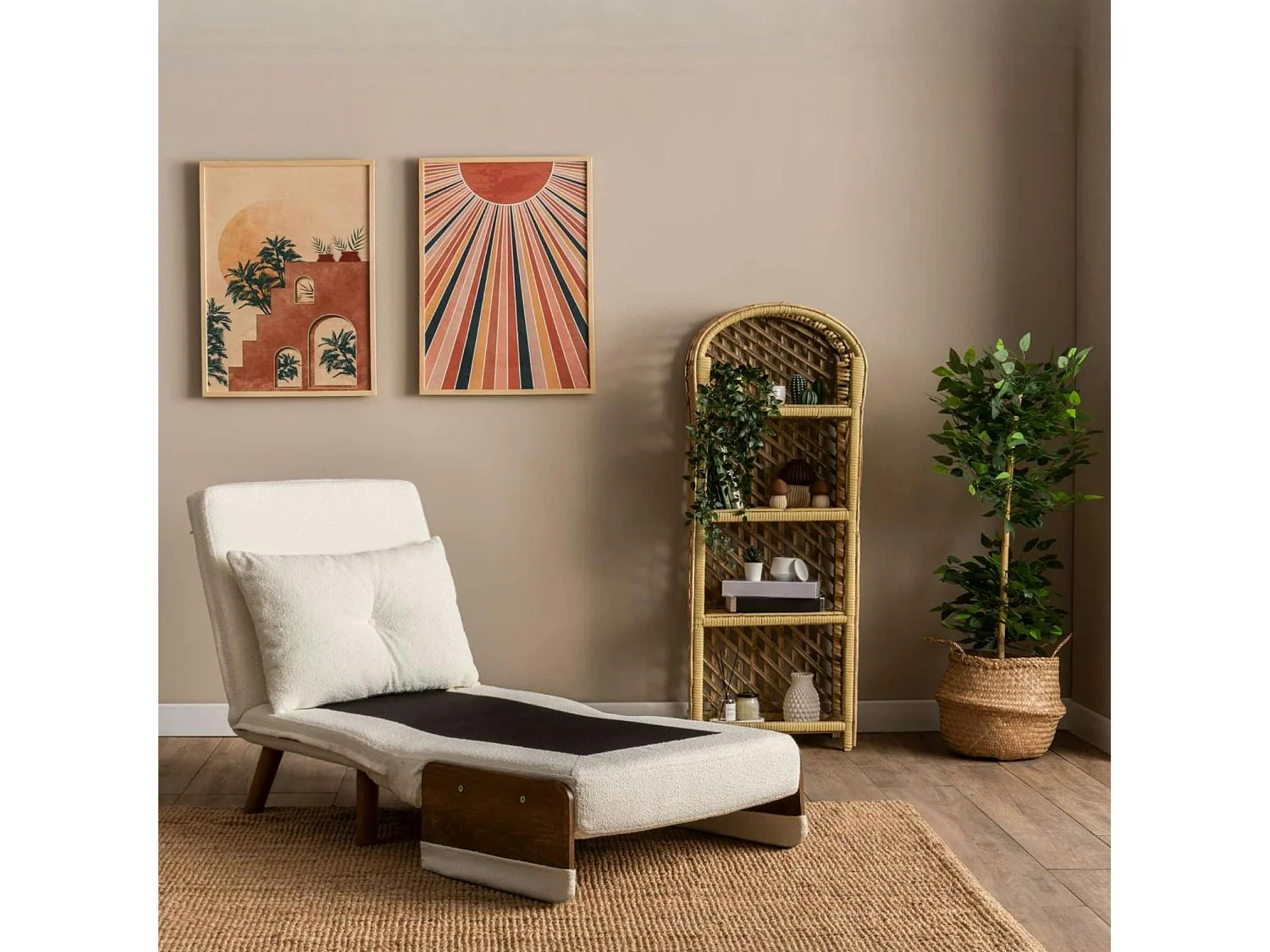 Fauteuil convertible blanc bouclette 1 place couchage 190 cm LOJA