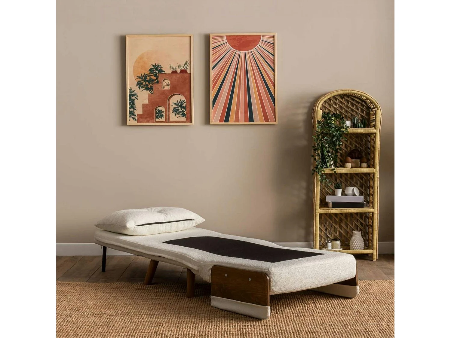 Fauteuil convertible blanc bouclette 1 place couchage 190 cm LOJA