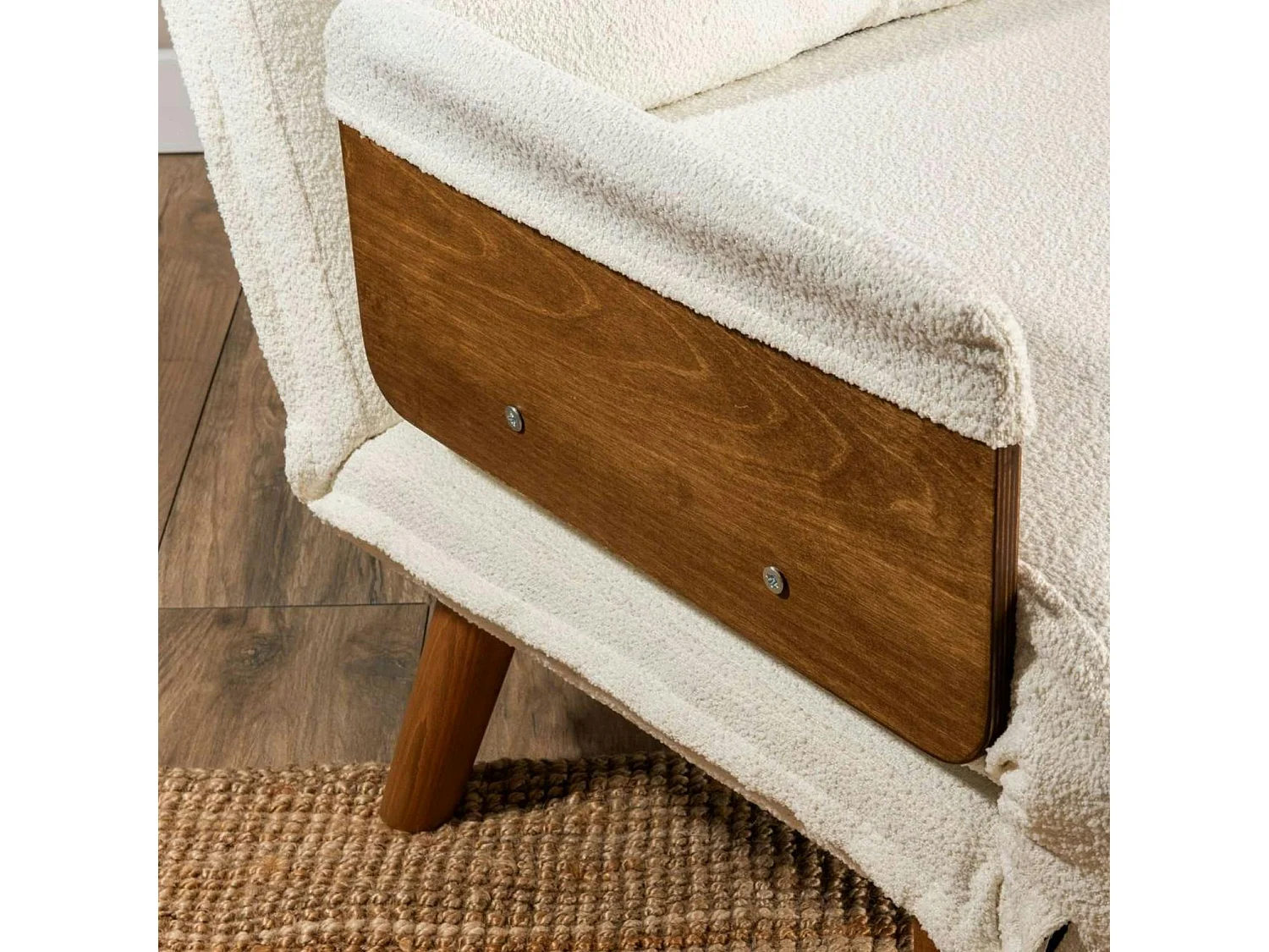 Fauteuil convertible blanc bouclette 1 place couchage 190 cm LOJA