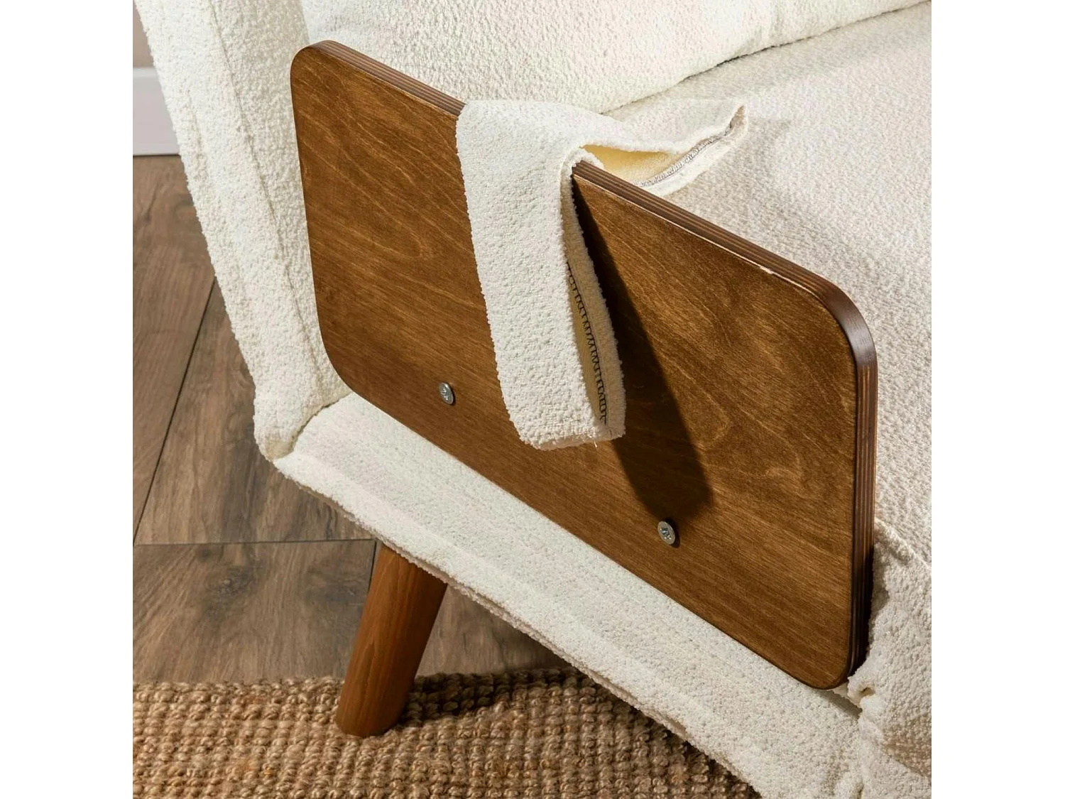 Fauteuil convertible blanc bouclette 1 place couchage 190 cm LOJA