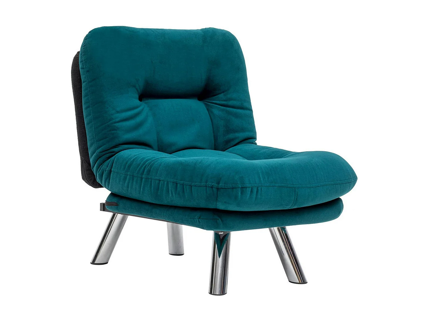 Fauteuil convertible banquette bleu lagon pieds chromés CUSCO