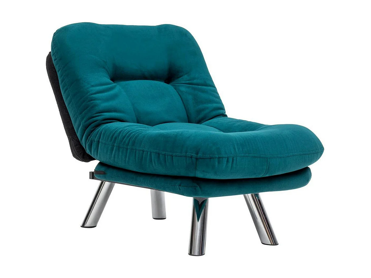 Fauteuil convertible banquette bleu lagon pieds chromés CUSCO