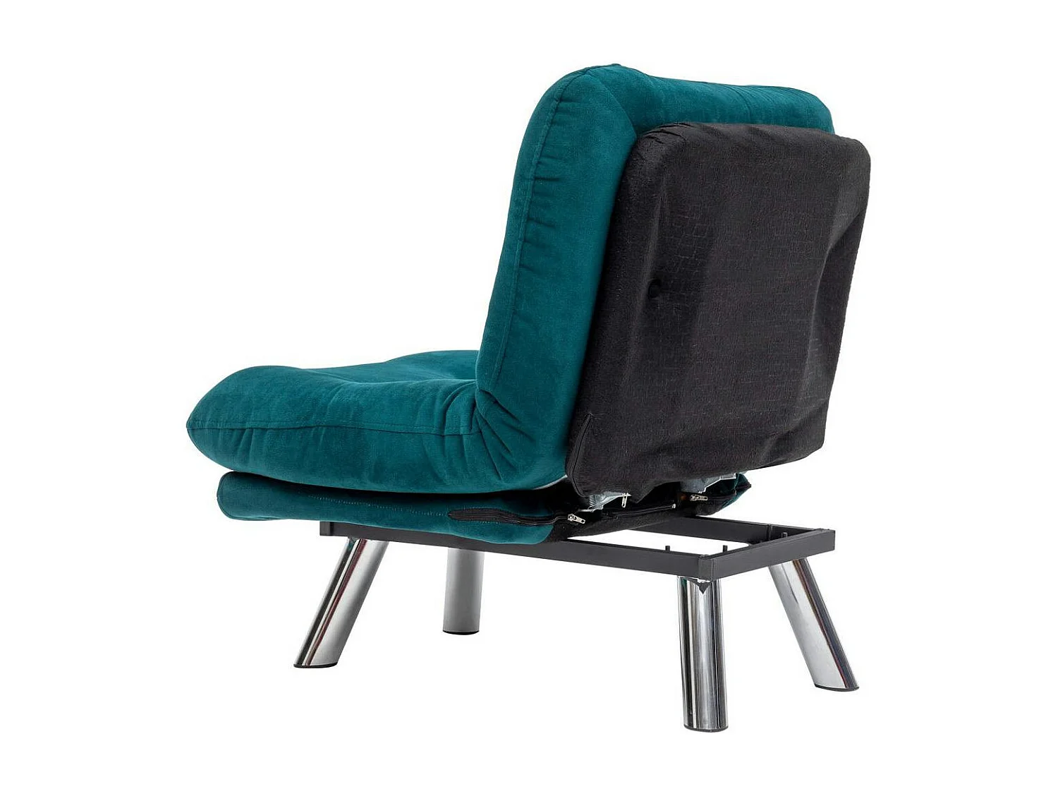 Fauteuil convertible banquette bleu lagon pieds chromés CUSCO